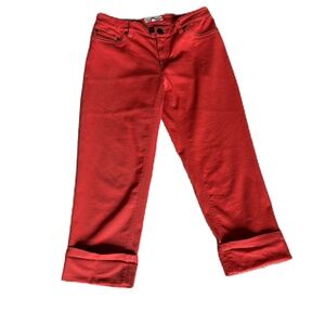 cropped denim capri jeans cuffed orange 4